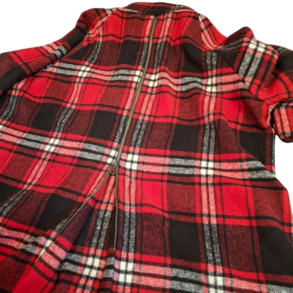 Boho Chic New York Red Plaid Relax Fit Shirt Jacket Tunic  Women Size Medium - Picture 4 of 16